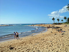 Poipu Beach a mile away from Hawaiian Hibiscus vacation rentla home