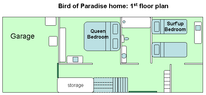 First floor plan: Bird of Paradise vacation rental Home in Kauai, Hawaii