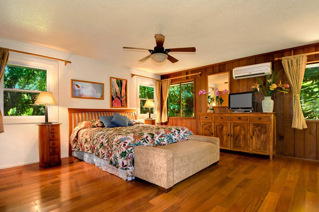 Poipu kauai vacation rental's  King master suites; all teak furniture, TV/DVD