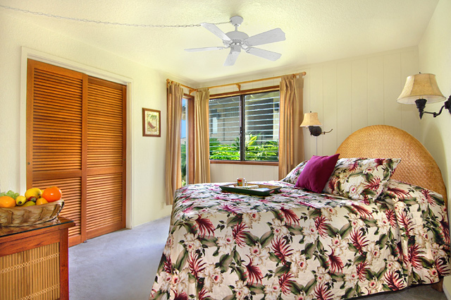 Queen bedroom on the first floor, garden and mountain views