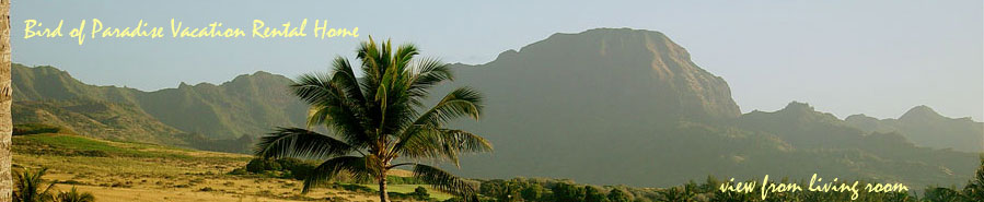 Kauai Vacation Rental at Poipu Kauai Hawaii, view from Bird of Paradise Home