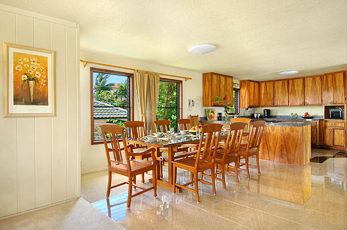 dinning at our Kauai rental home in Poipu